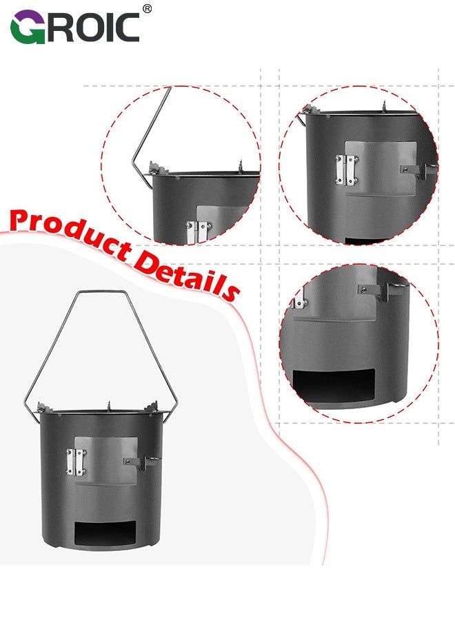 GROIC Portable Firewood Stove, Wood Burning Camp Stove, Woodstove with Carrying Case for Backpacking Outdoor Cooking, Traveling Survival Cooking Stove Stainless, Steel Emergency Camping Stove - Image 5